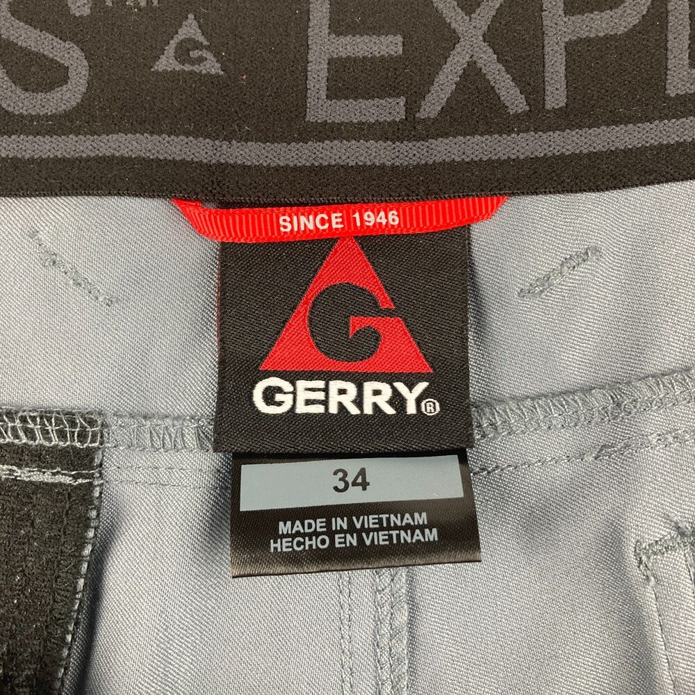 Gerry Hiking Shorts Mens 34 Gray Stretch Nylon Built In Belt Outdoor Cargo - Picture 5 of 10